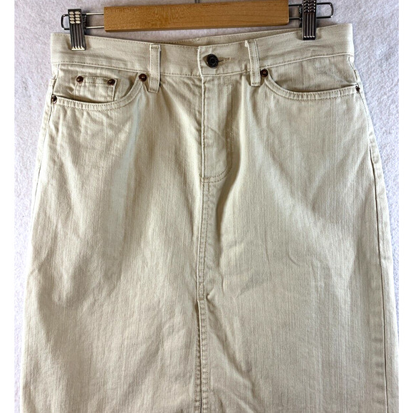 Vintage Old Navy Womens Off White Jean Skirt Sz 4 Preppy New England Coastal Y2K - Picture 2 of 13